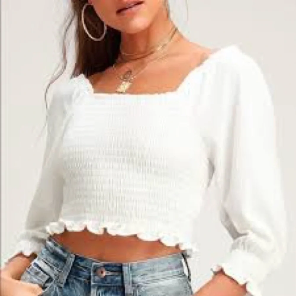 Free People Brencye Ivory Smocked Crop Top Size Medium